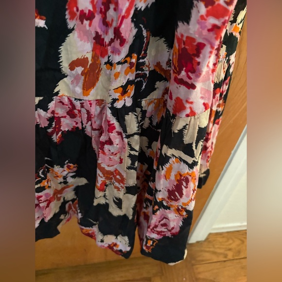 Anthropologie Black and Pink Floral sweetheart neckline Maxi Dress L - Picture 12 of 16